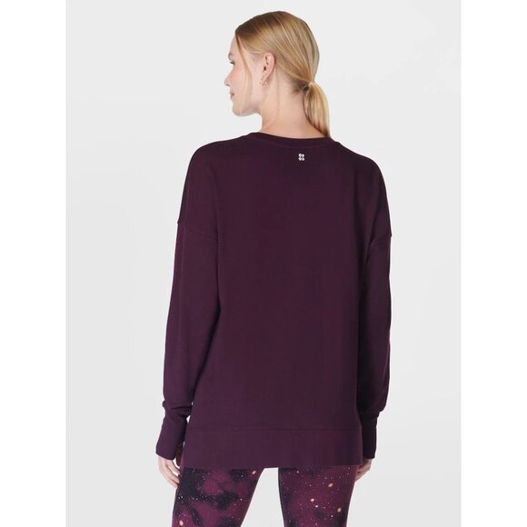 Sweaty Betty AFTER CLASS Black-Cherry Purple Longline Sweatshirt Women's Sz S - Picture 4 of 10